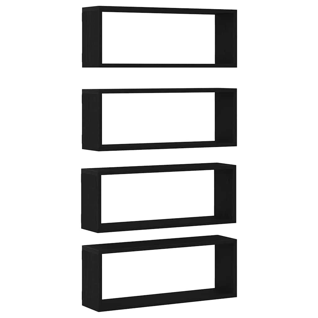 vidaXL Półki ścienne z półką 4 pcs Czarny Dąb 60 x 15 x 23 cm