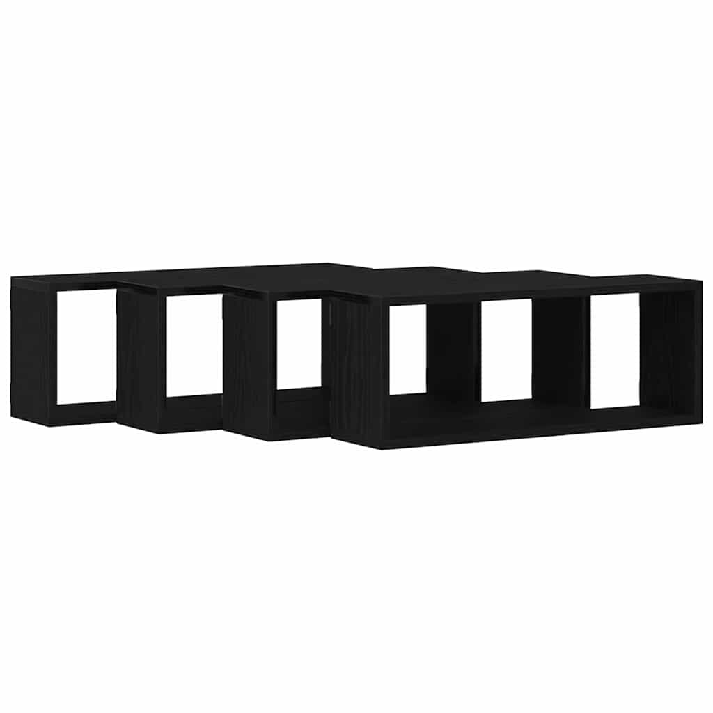vidaXL Półki ścienne z półką 4 pcs Czarny Dąb 60 x 15 x 23 cm
