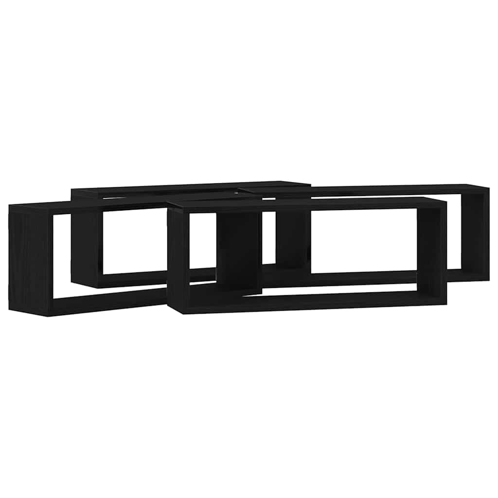 vidaXL Półki ścienne z półką 4 pcs Czarny Dąb 60 x 15 x 23 cm