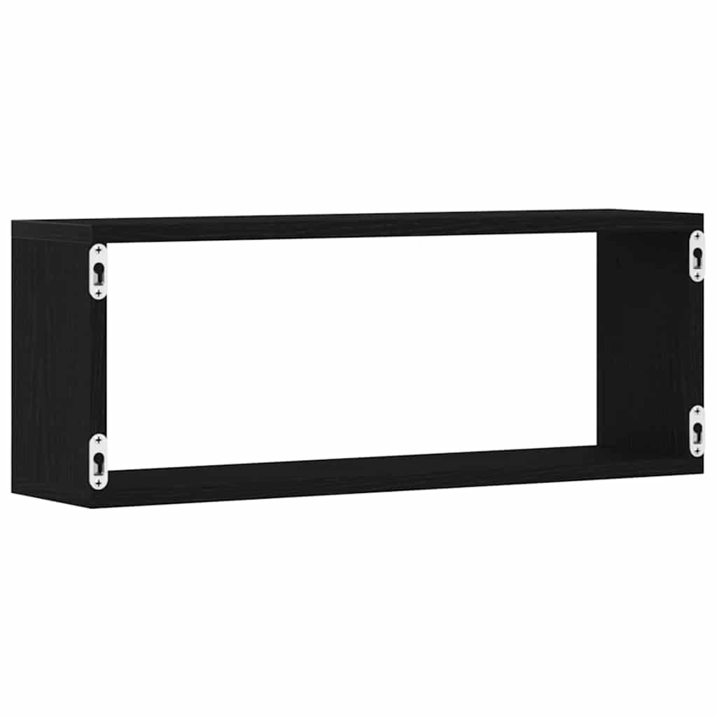 vidaXL Półki ścienne z półką 4 pcs Czarny Dąb 60 x 15 x 23 cm