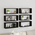 vidaXL Półki ścienne z półką 6 pcs Czarny Dąb 60 x 15 x 23 cm