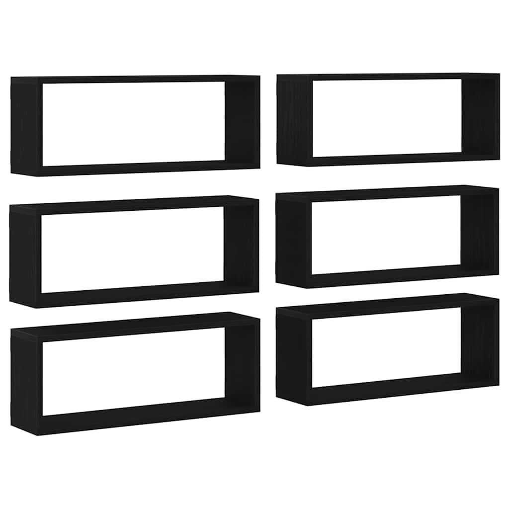 vidaXL Półki ścienne z półką 6 pcs Czarny Dąb 60 x 15 x 23 cm