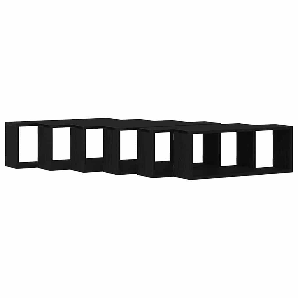 vidaXL Półki ścienne z półką 6 pcs Czarny Dąb 60 x 15 x 23 cm
