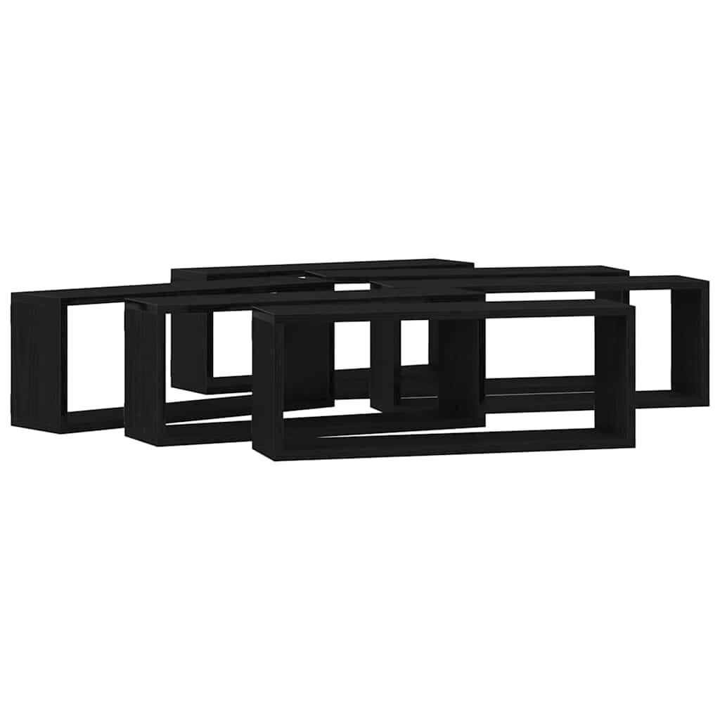 vidaXL Półki ścienne z półką 6 pcs Czarny Dąb 60 x 15 x 23 cm