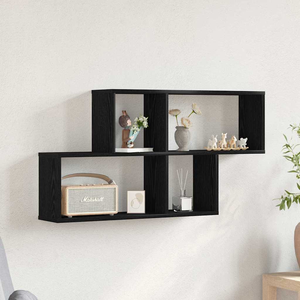 vidaXL Półka ścienna z półką Czarny Dąb 76 x 15 x 53 cm