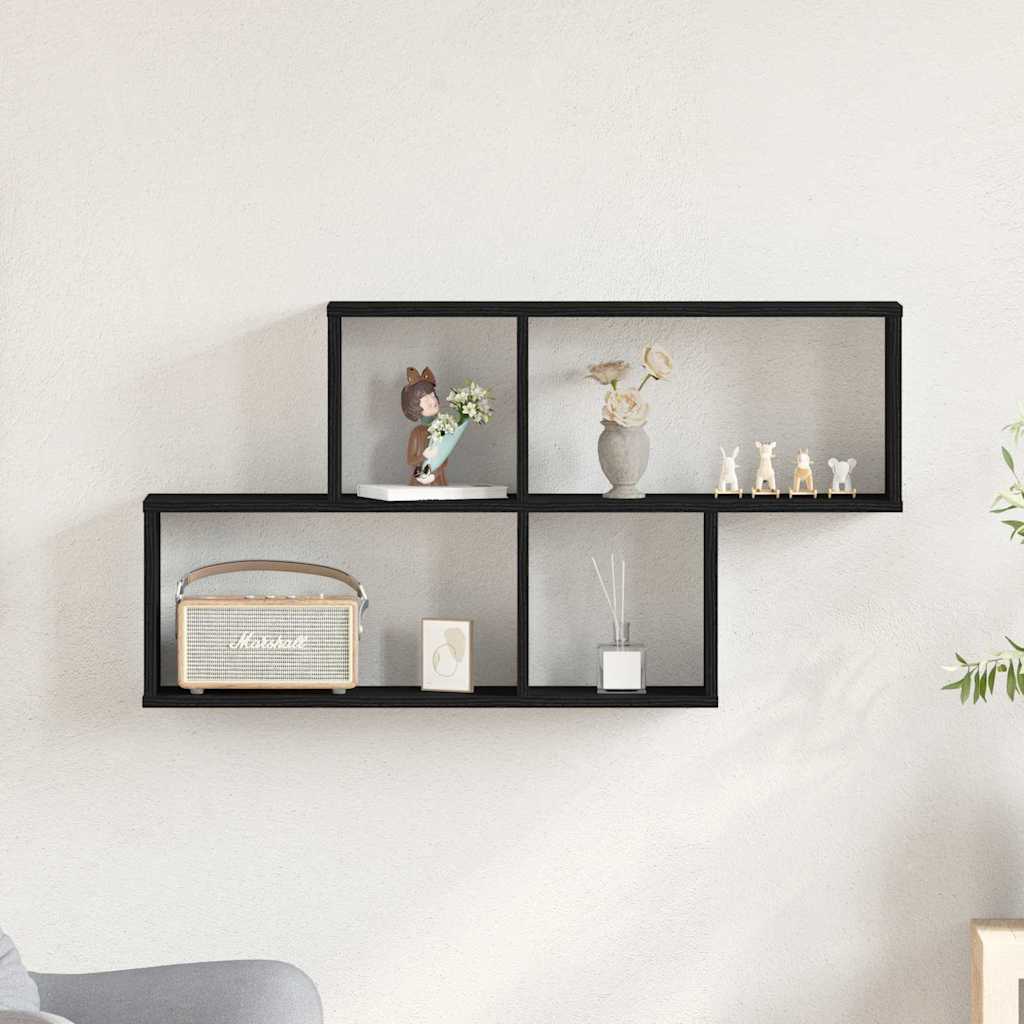 vidaXL Półka ścienna z półką Czarny Dąb 76 x 15 x 53 cm