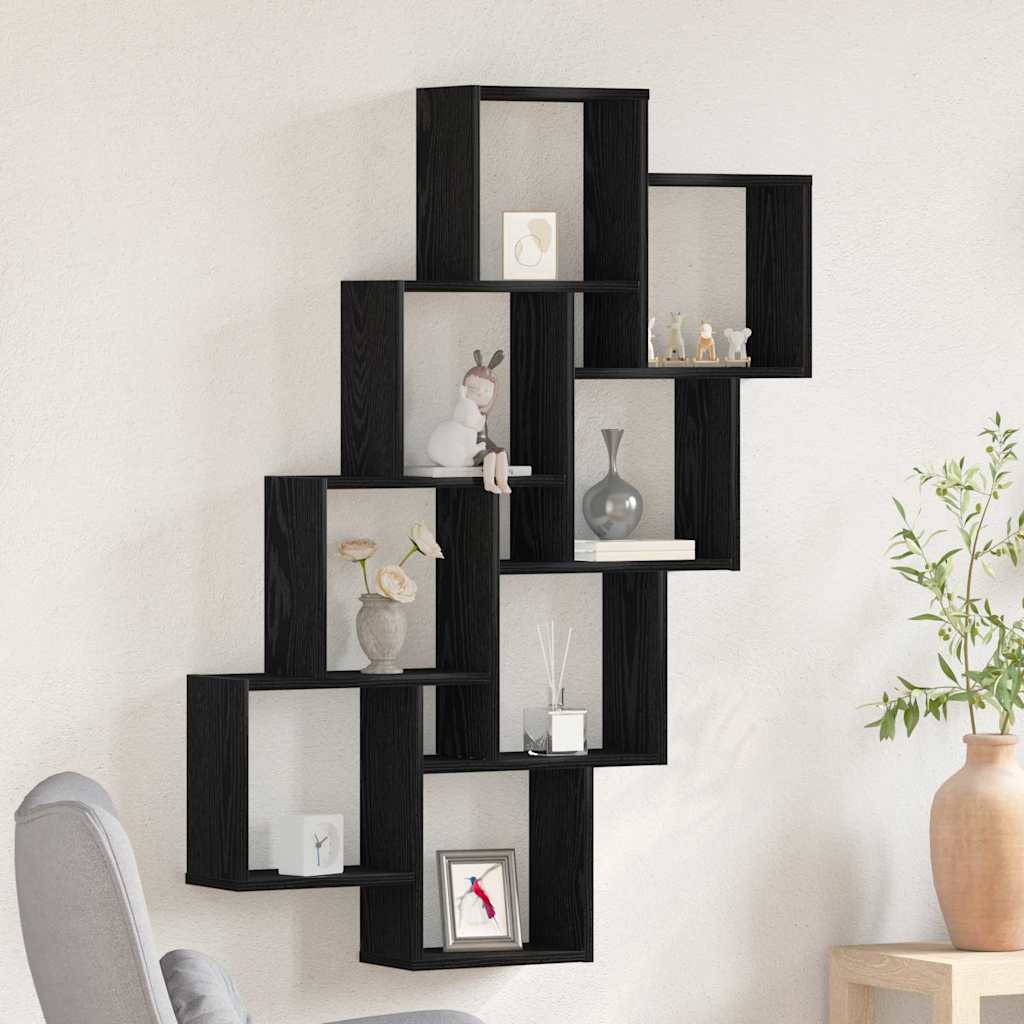 vidaXL Półka ścienna z półką Czarny Dąb 90 x 15 x 119,5 cm