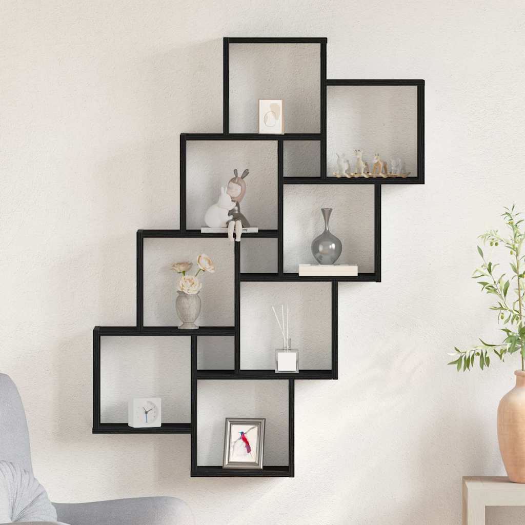 vidaXL Półka ścienna z półką Czarny Dąb 90 x 15 x 119,5 cm