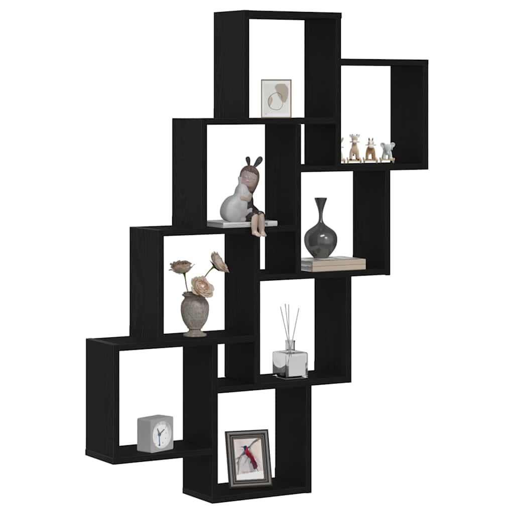 vidaXL Półka ścienna z półką Czarny Dąb 90 x 15 x 119,5 cm