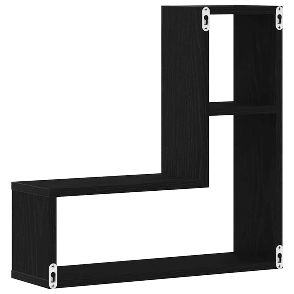 vidaXL Półka ścienna z półką 2 pcs Czarny Dąb 50 x 15 x 85 cm