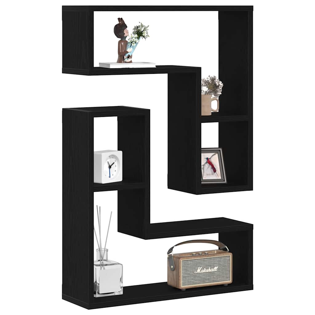 vidaXL Półka ścienna z półką 2 pcs Czarny Dąb 50 x 15 x 85 cm