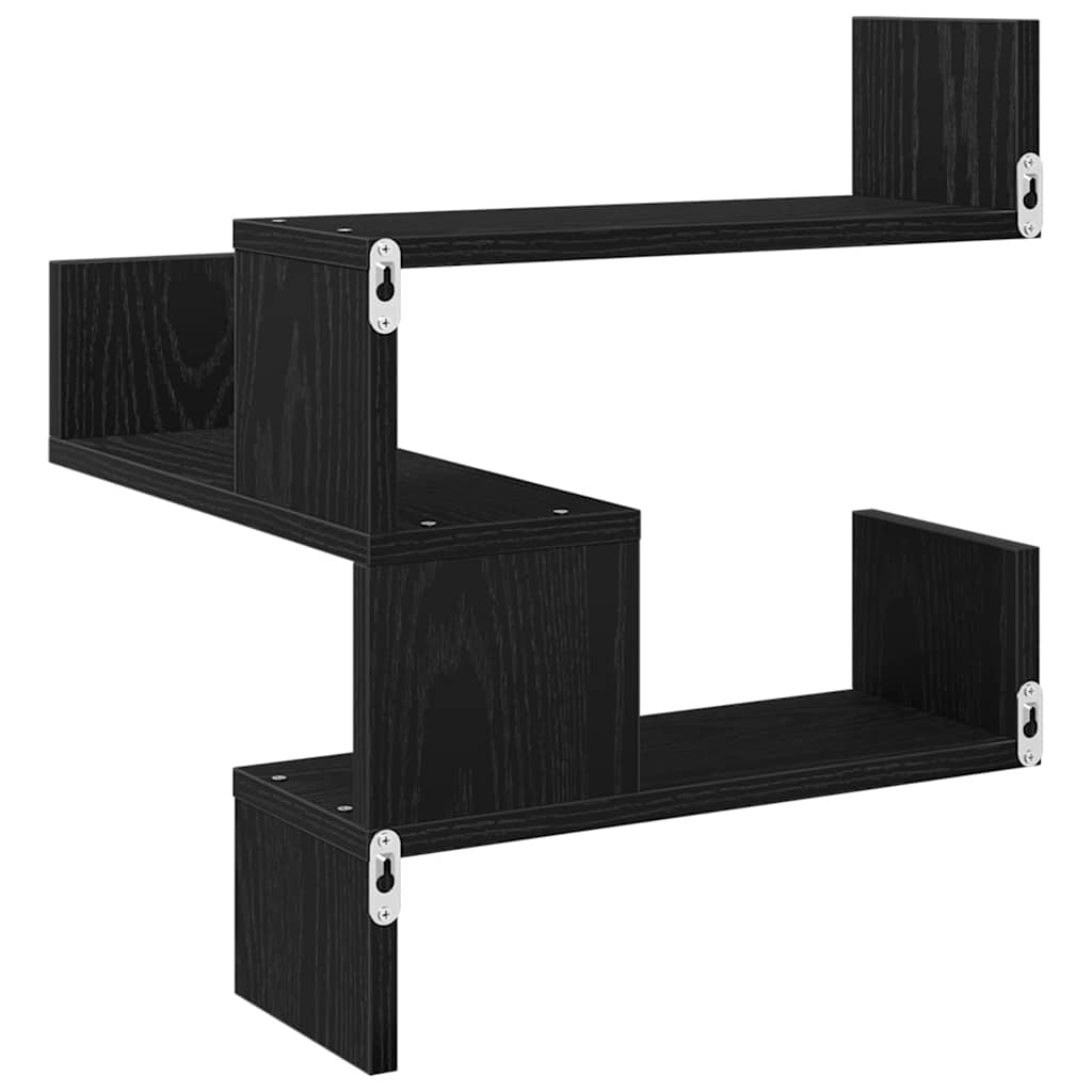 vidaXL Półka ścienna z półką 2 pcs Czarny Dąb 40 x 40 x 49,5 cm