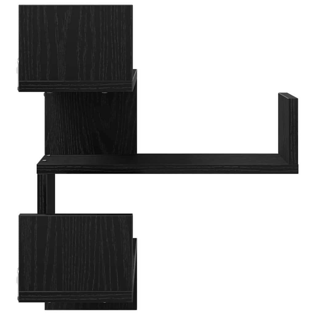 vidaXL Półka ścienna z półką 2 pcs Czarny Dąb 40 x 40 x 49,5 cm