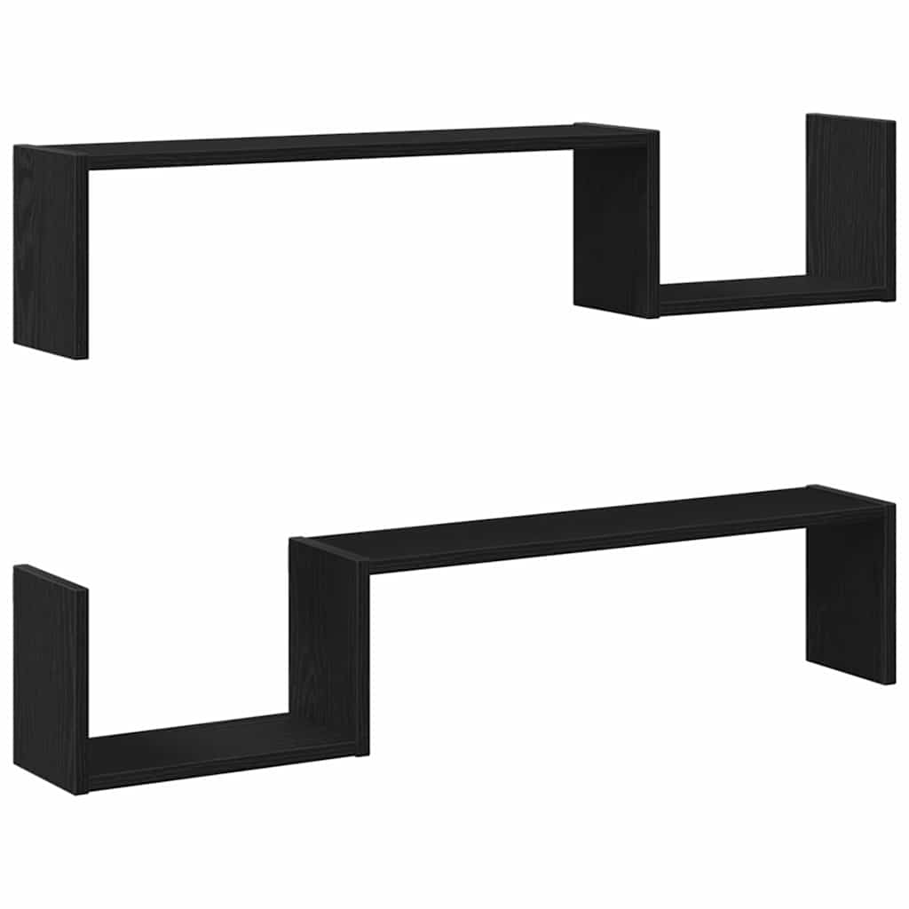vidaXL Półka ścienna z półką 2 pcs Czarny Dąb 100 x 15 x 20 cm
