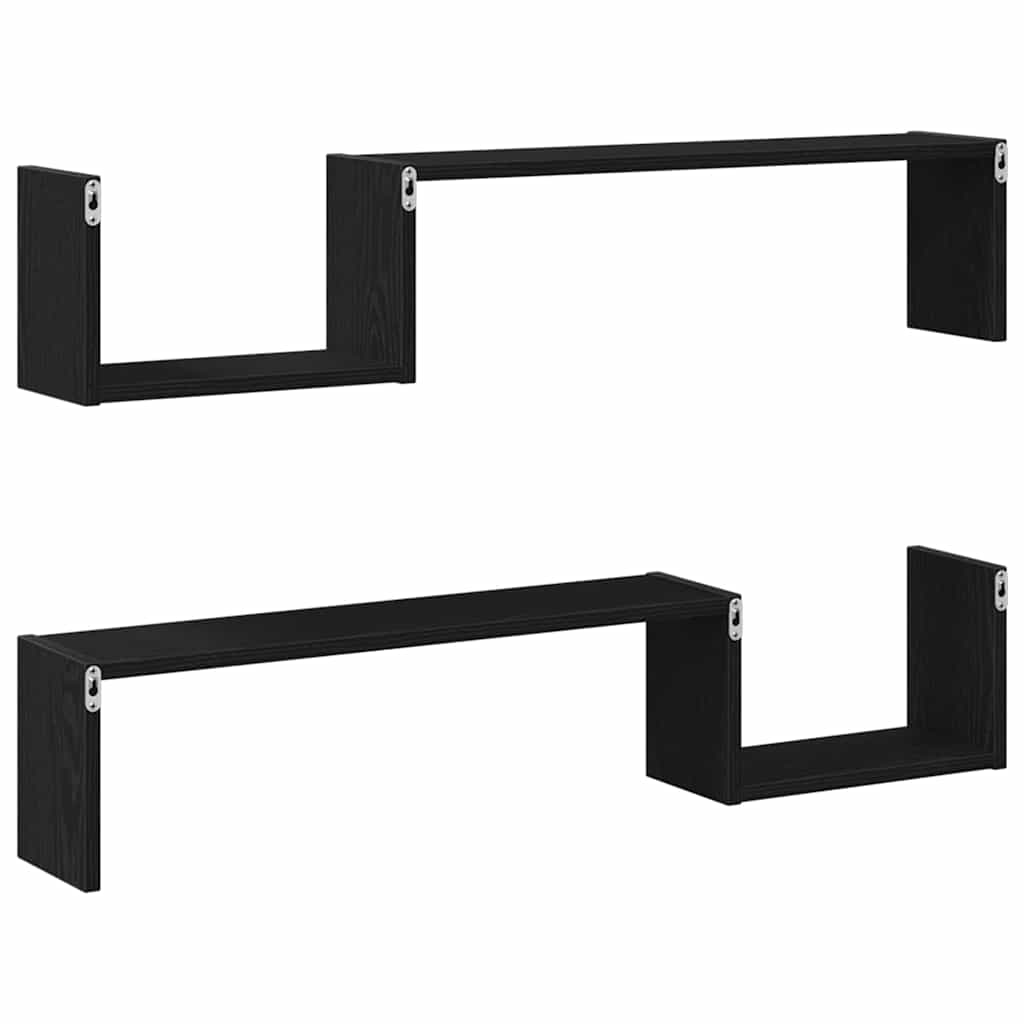 vidaXL Półka ścienna z półką 2 pcs Czarny Dąb 100 x 15 x 20 cm
