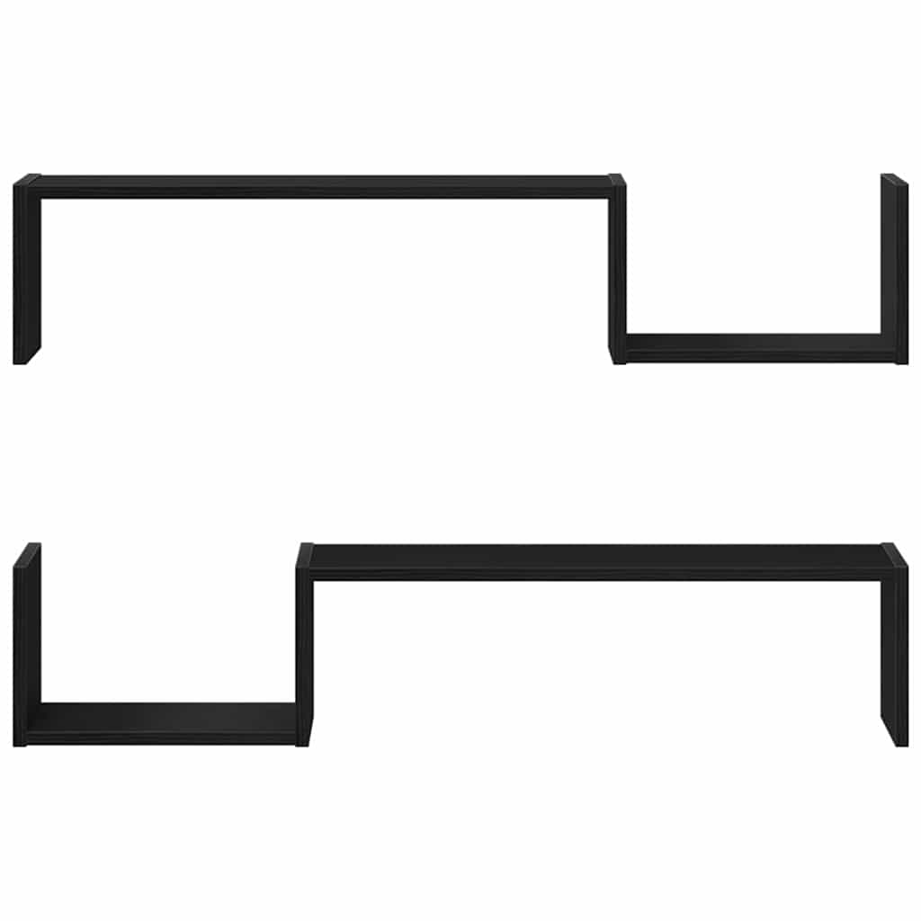 vidaXL Półka ścienna z półką 2 pcs Czarny Dąb 100 x 15 x 20 cm
