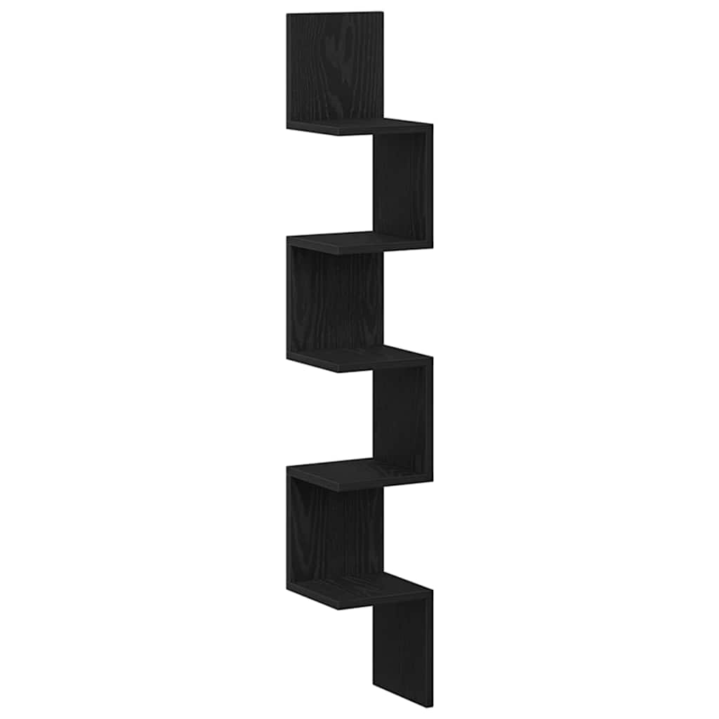 vidaXL Półka narożna z półką Czarny Dąb 20 x 20 x 127,5 cm