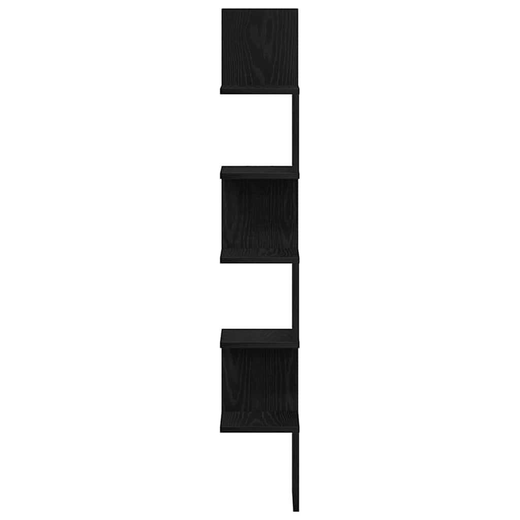 vidaXL Półka narożna z półką Czarny Dąb 20 x 20 x 127,5 cm
