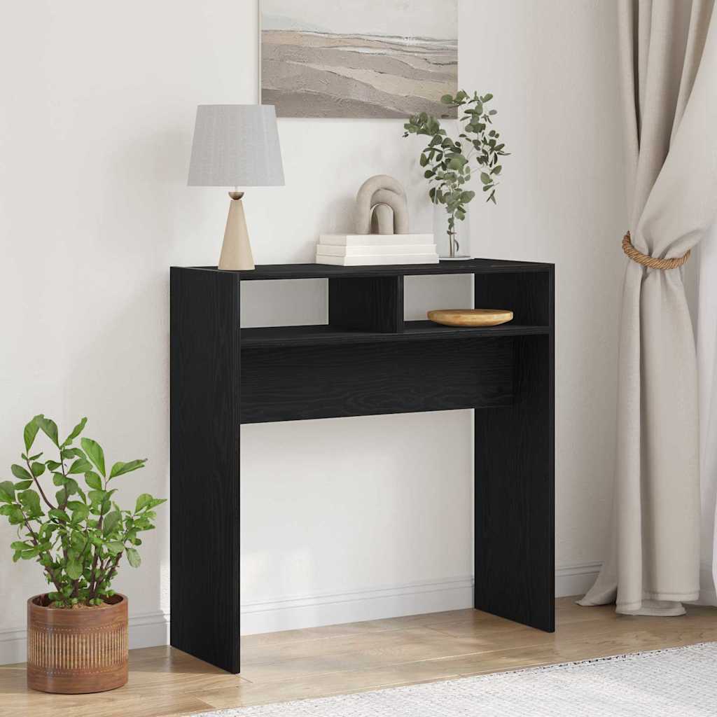vidaXL Konsola Czarny Dąb 78 x 30 x 80 cm Materiał drewnopochodny