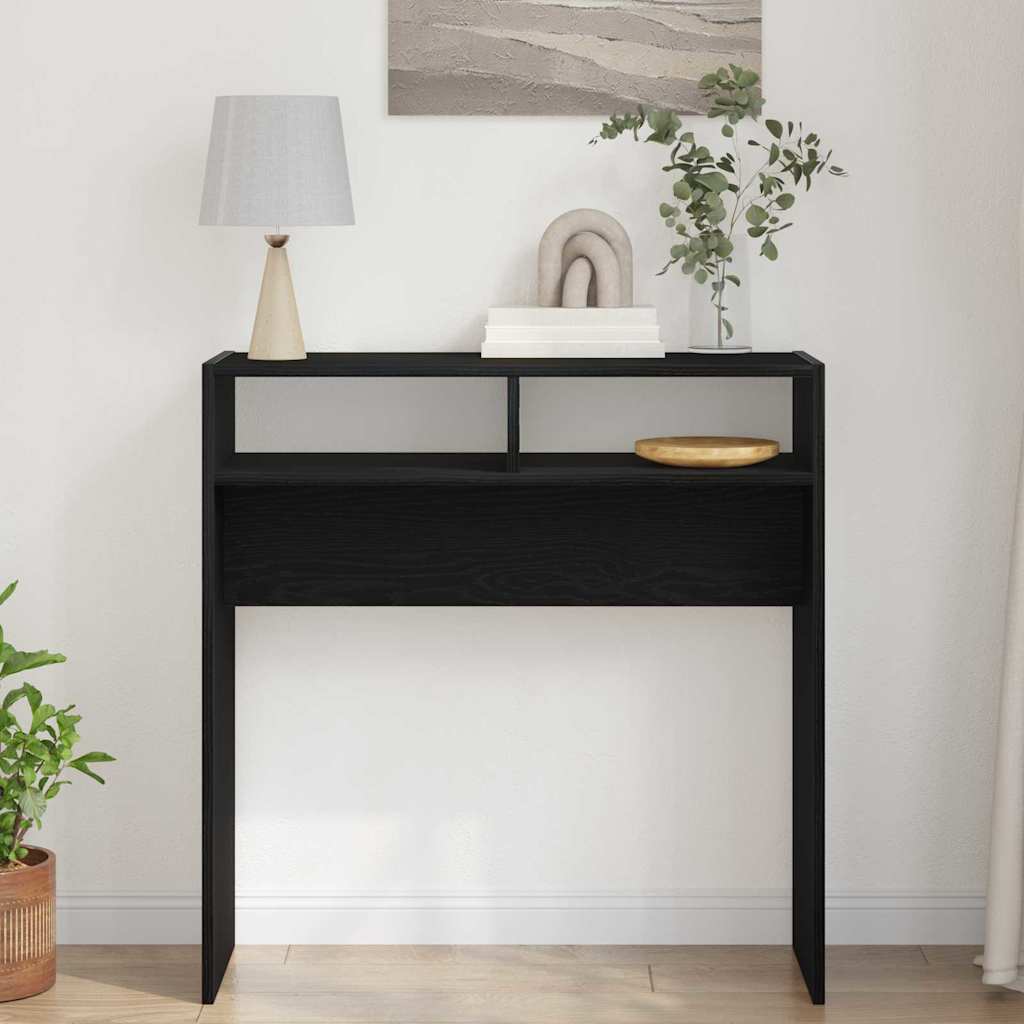 vidaXL Konsola Czarny Dąb 78 x 30 x 80 cm Materiał drewnopochodny