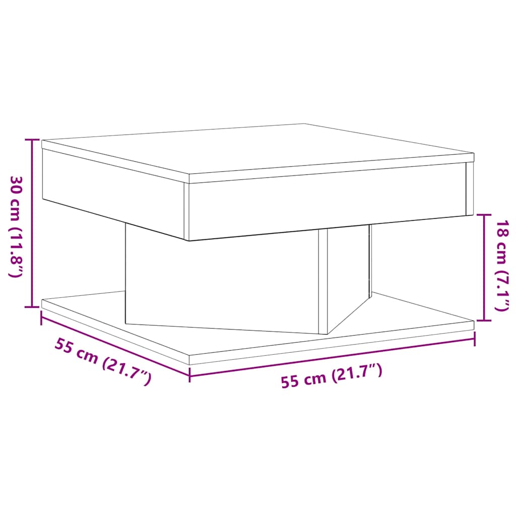 vidaXL Stolik kawowy Czarny Dąb 57 x 57 x 30 cm