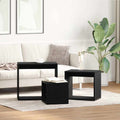 vidaXL Stolik Nesting 3 pcs Czarny Dąb Materiał drewnopochodny