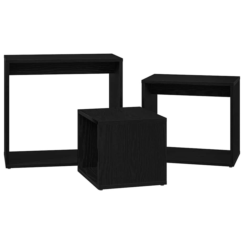 vidaXL Stolik Nesting 3 pcs Czarny Dąb Materiał drewnopochodny