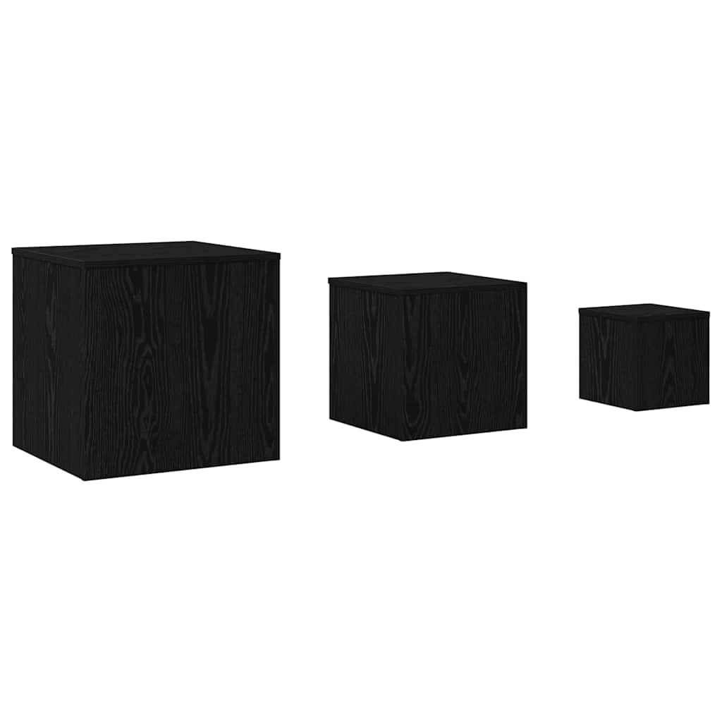 vidaXL Stolik Nesting 3 pcs Czarny Dąb Materiał drewnopochodny