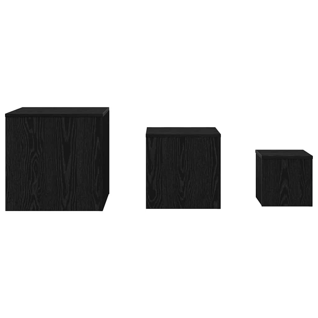 vidaXL Stolik Nesting 3 pcs Czarny Dąb Materiał drewnopochodny