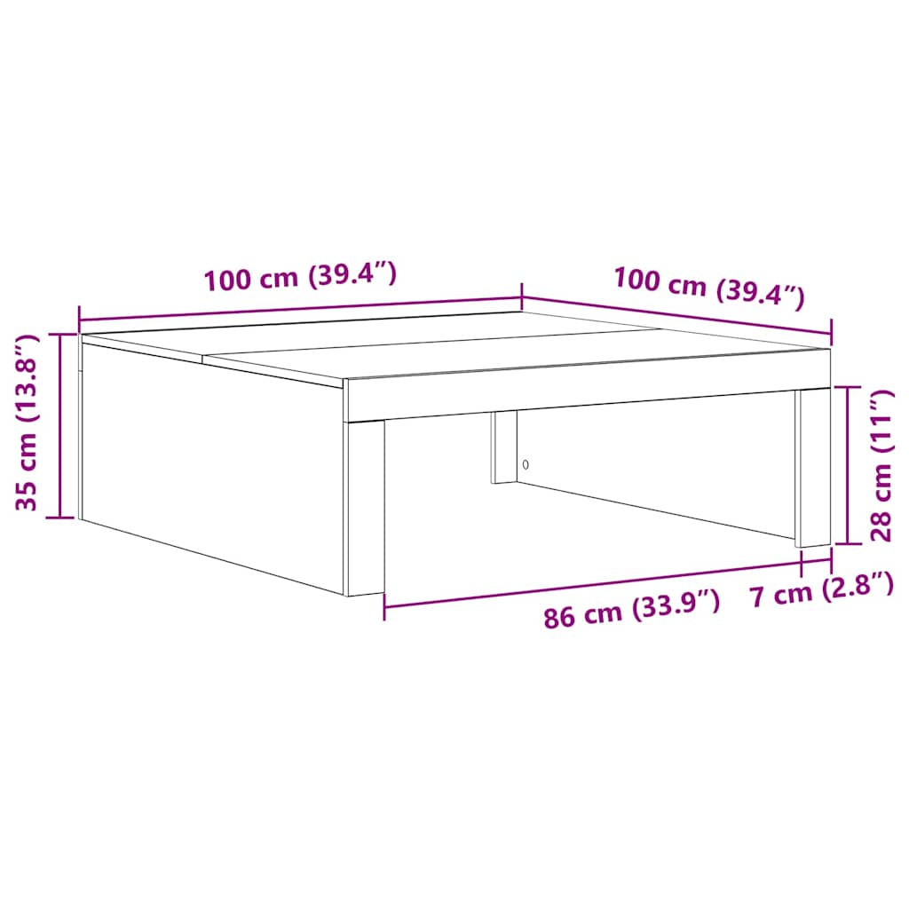 vidaXL Stolik kawowy Czarny Dąb 100 x 100 x 35 cm