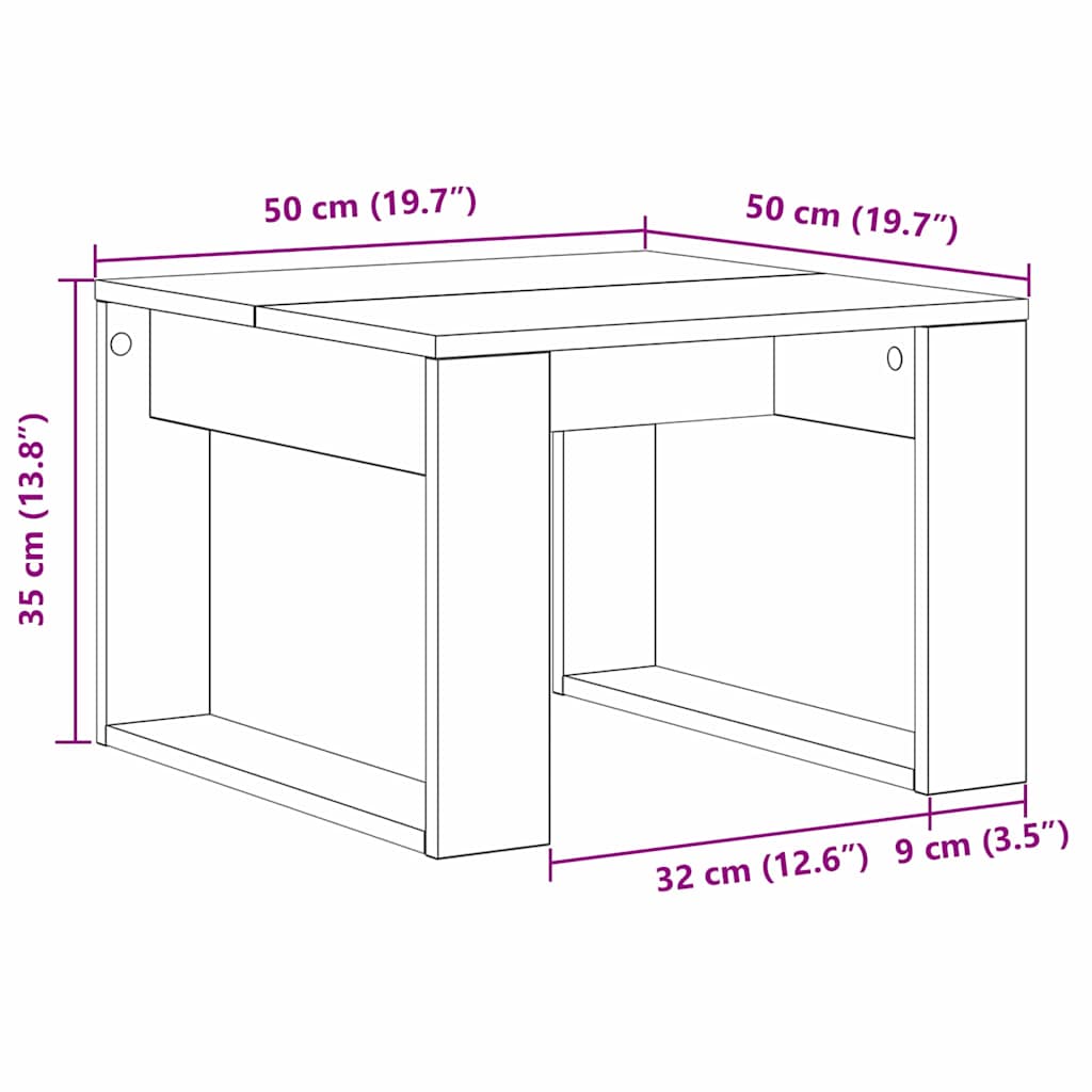 vidaXL Stolik kawowy Czarny Dąb 50 x 50 x 35 cm