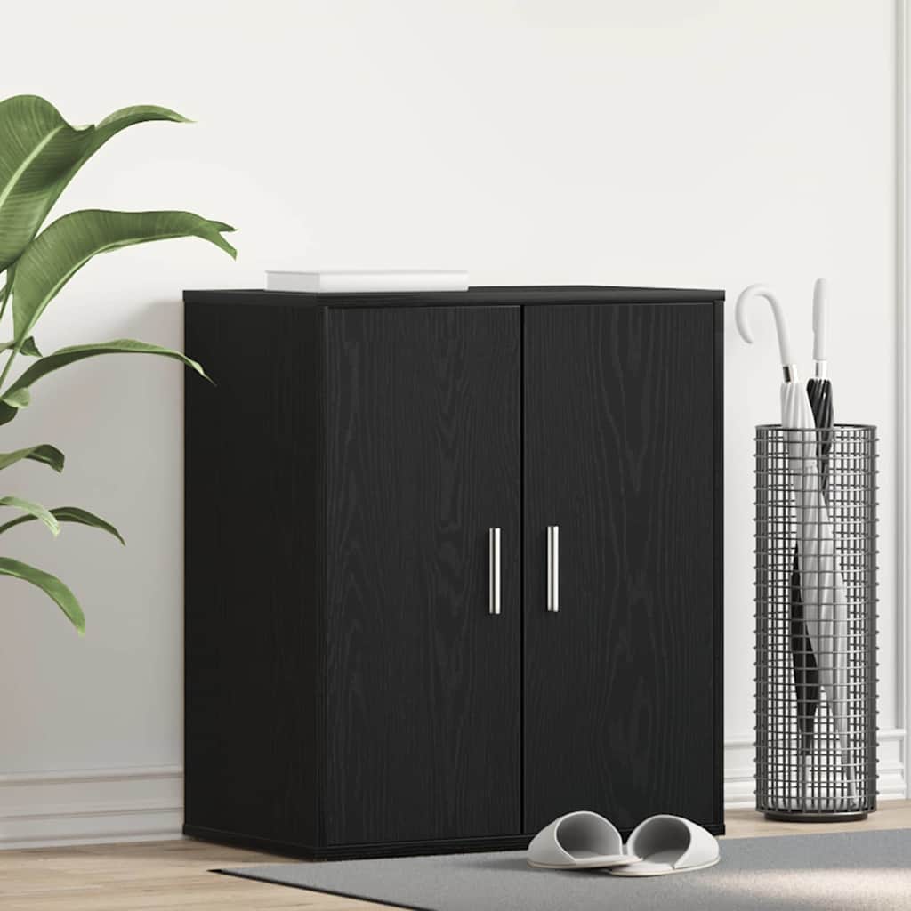 vidaXL Szafka na buty z półką z drzwiami Czarny Dąb 60 x 35 x 70 cm
