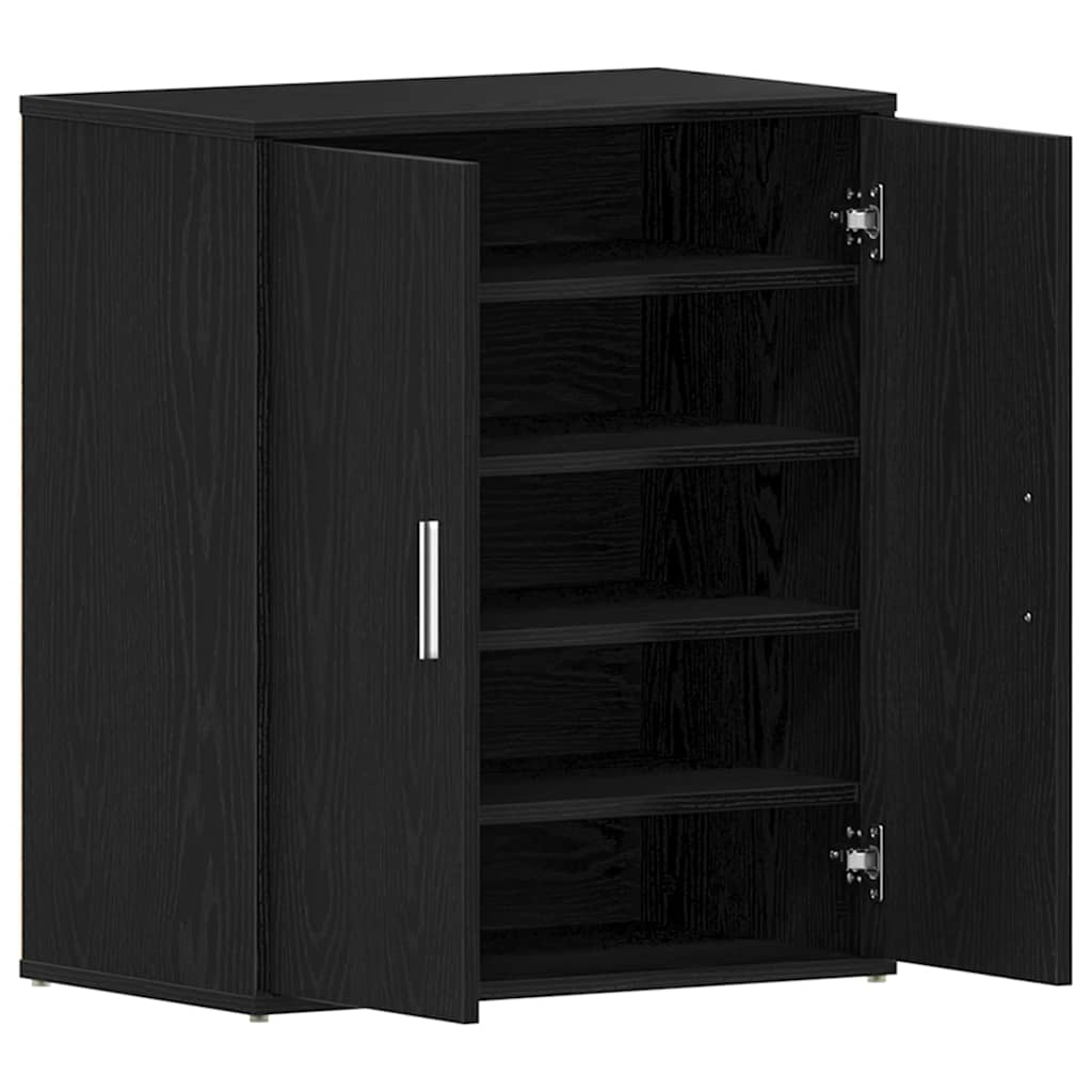 vidaXL Szafka na buty z półką z drzwiami Czarny Dąb 60 x 35 x 70 cm