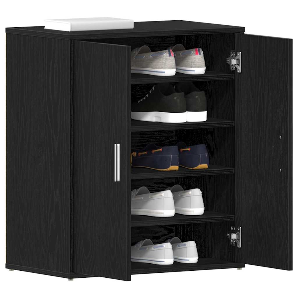 vidaXL Szafka na buty z półką z drzwiami Czarny Dąb 60 x 35 x 70 cm