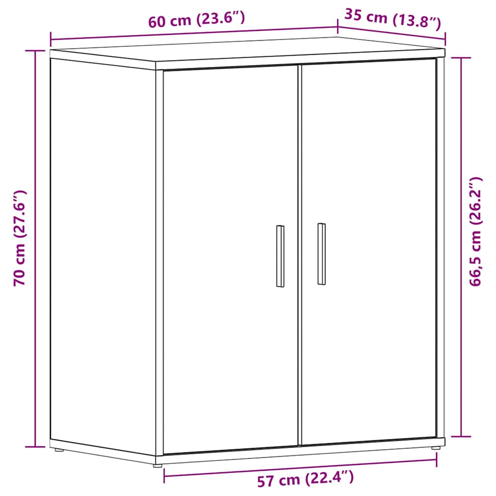 vidaXL Szafka na buty z półką z drzwiami Czarny Dąb 60 x 35 x 70 cm