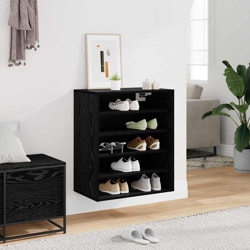 vidaXL Szafka na buty z półką Czarny Dąb 60 x 35 x 70 cm