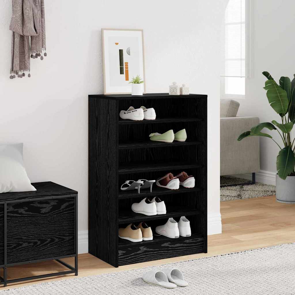 vidaXL Szafka na buty z półką Czarny Dąb 60 x 35 x 92 cm