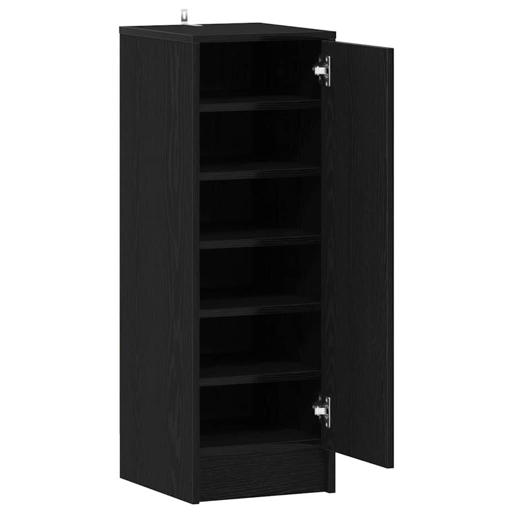 vidaXL Szafka na buty z półką z drzwiami Czarny Dąb 32 x 35 x 92 cm