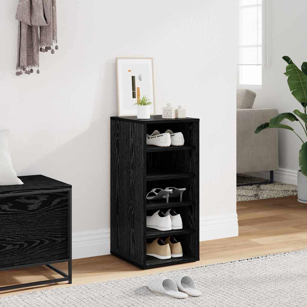 vidaXL Szafka na buty z półką Czarny Dąb 32 x 35 x 70 cm