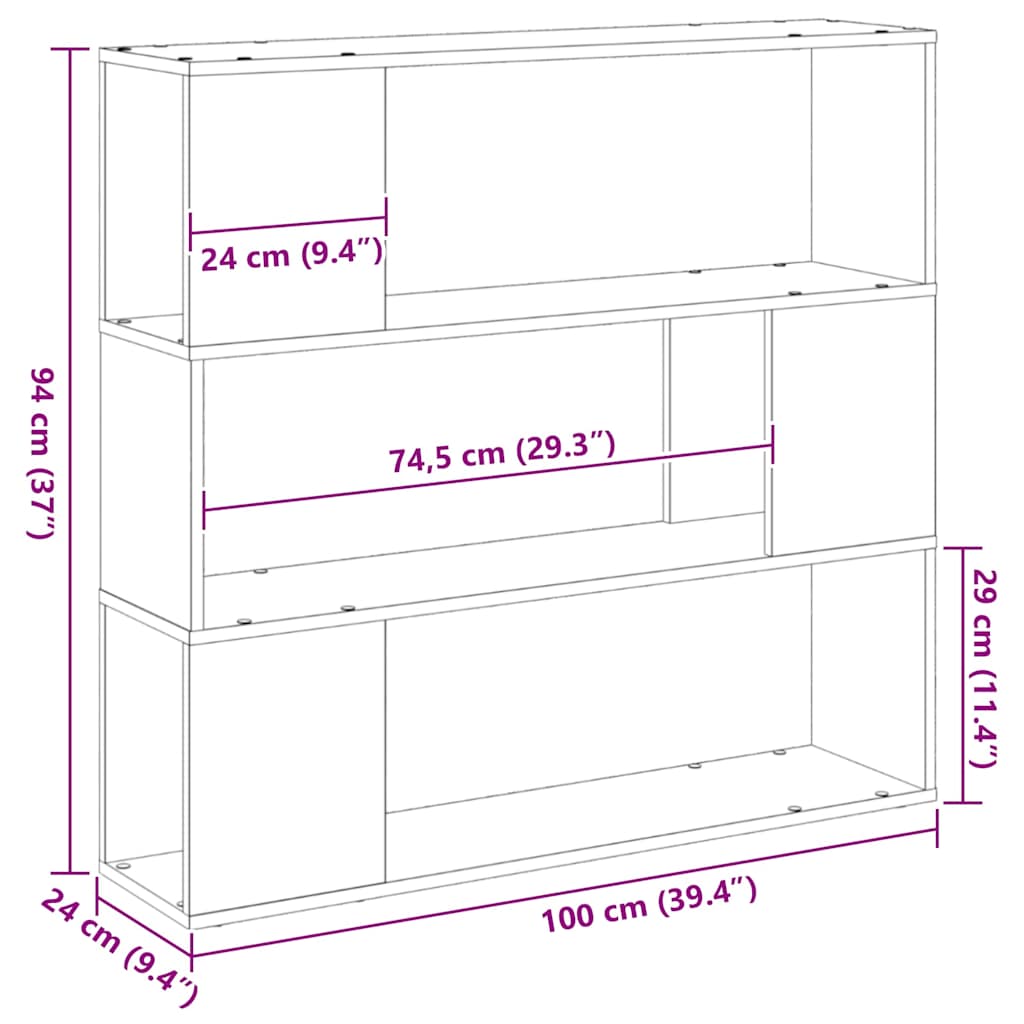 vidaXL Zestaw szafek RTV Czarny Dąb 100 x 24 x 94 cm