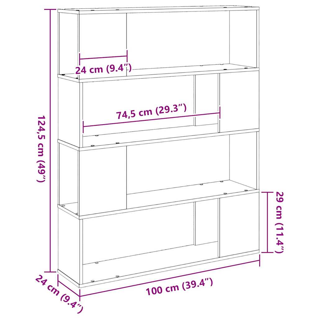 vidaXL Zestaw szafek RTV Czarny Dąb 100 x 24 x 124,5 cm
