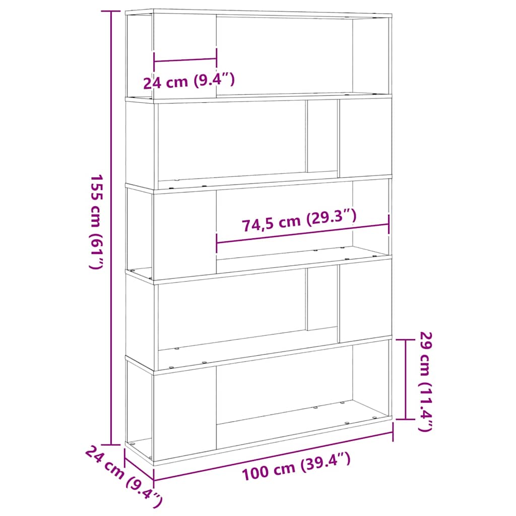 vidaXL Zestaw szafek RTV Czarny Dąb 100 x 24 x 155 cm