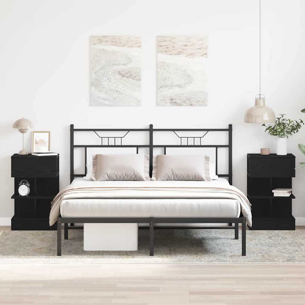 vidaXL Szafka Nocna z szufladą 2 pcs Czarny Dąb 40 x 35 x 65 cm