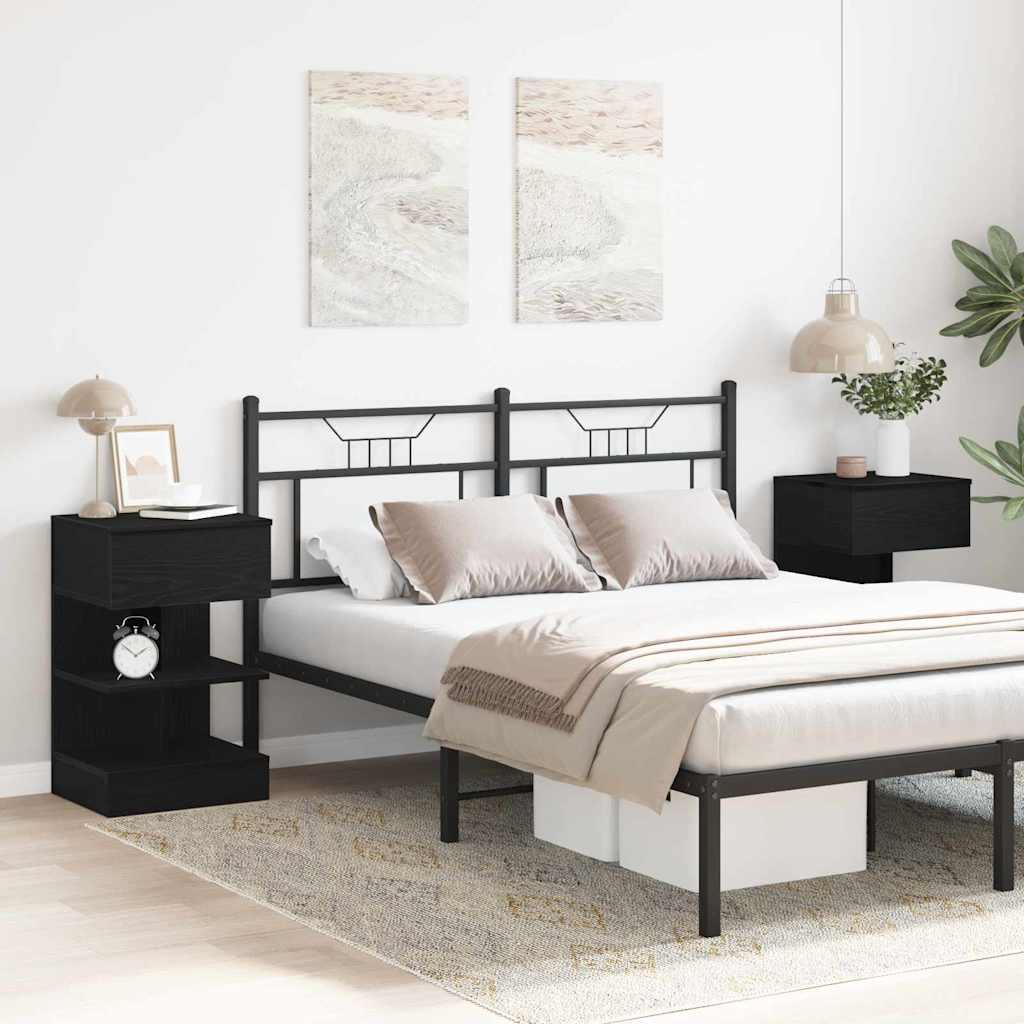 vidaXL Szafka Nocna z szufladą 2 pcs Czarny Dąb 40 x 35 x 65 cm