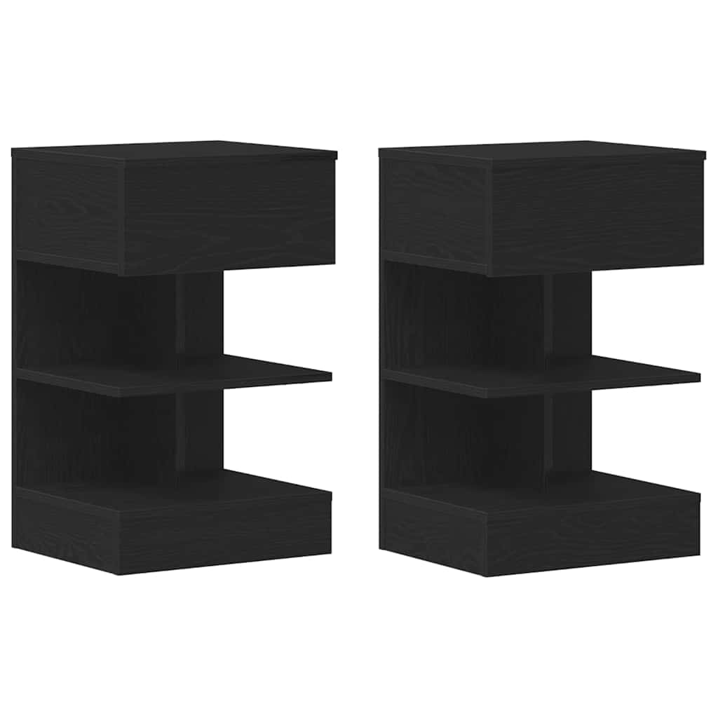 vidaXL Szafka Nocna z szufladą 2 pcs Czarny Dąb 40 x 35 x 65 cm
