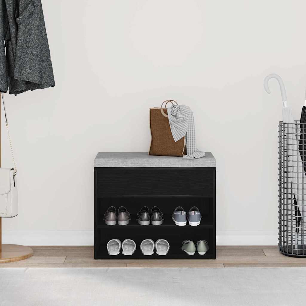 vidaXL Ławka na buty z półką Czarny Dąb 60 x 30 x 45 cm