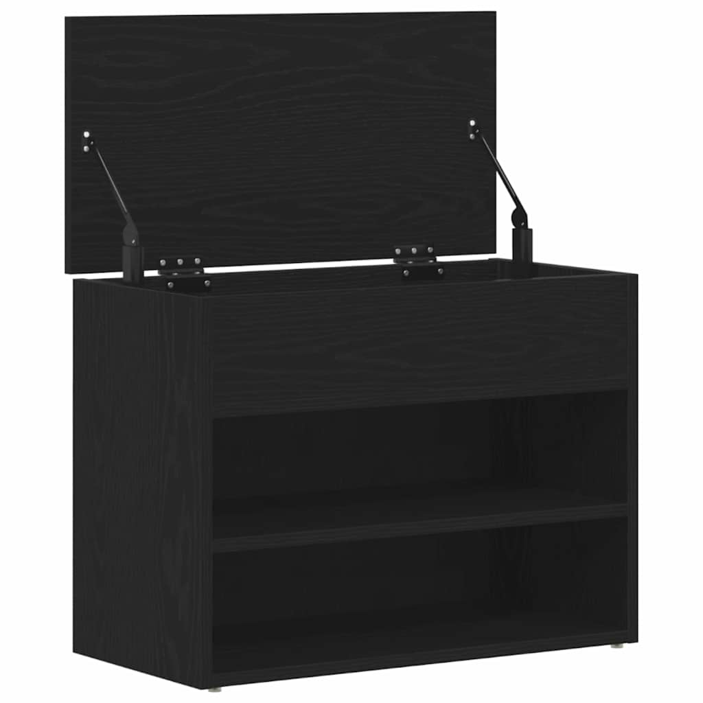 vidaXL Ławka na buty z półką Czarny Dąb 60 x 30 x 45 cm