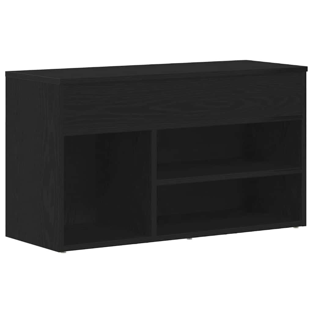 vidaXL Ławka na buty z półką Czarny Dąb 80 x 30 x 45 cm