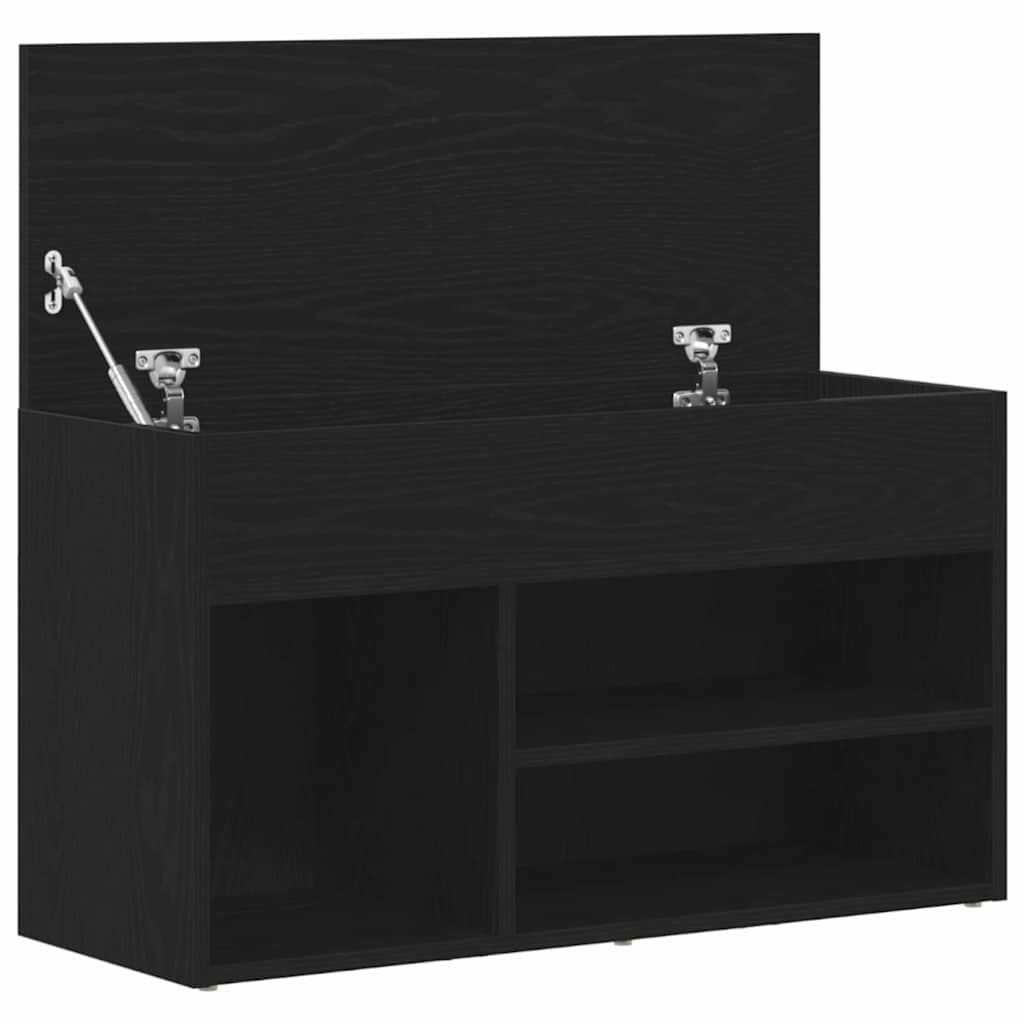 vidaXL Ławka na buty z półką Czarny Dąb 80 x 30 x 45 cm