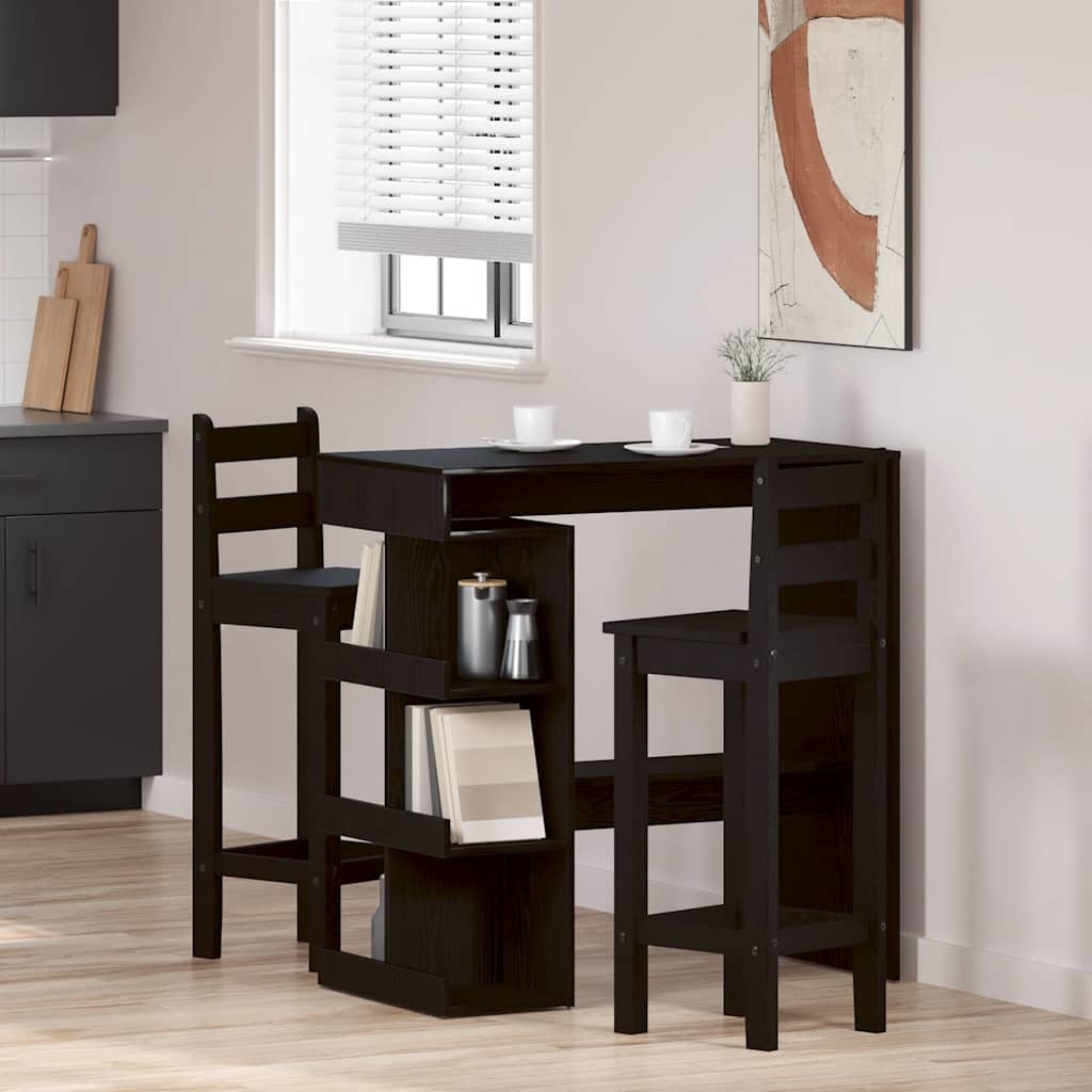 vidaXL Stół barowy z półką Czarny Dąb 100 x 48 x 101,5 cm